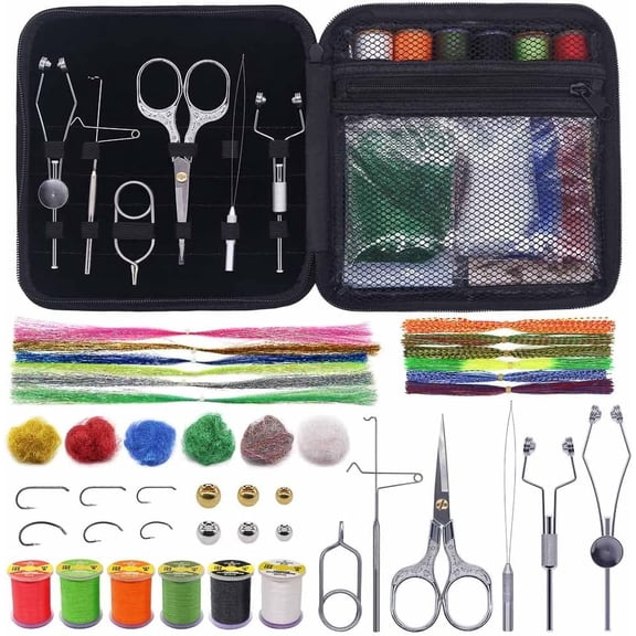 Fly-Tying-Kit-with-Tools-Materials Fly-tieing-Starter-kit for Fly Fishing Lure Building jig Making Set