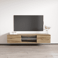 thumbnail image 1 of Fly Type-33 Floating TV Stand for TVs up to 70", Modern High Gloss 63" Entertainment Center, Wall Mounted TV Media Console with Storage Cabinets and LED Lights, 1 of 5