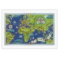 thumbnail image 1 of Fly the World - Global Air Network - Fly Routes Map - Vintage Airline Travel Poster by Lucien Boucher c.1950 - Fine Art Rolled Canvas Print 27in x 40in, 1 of 4