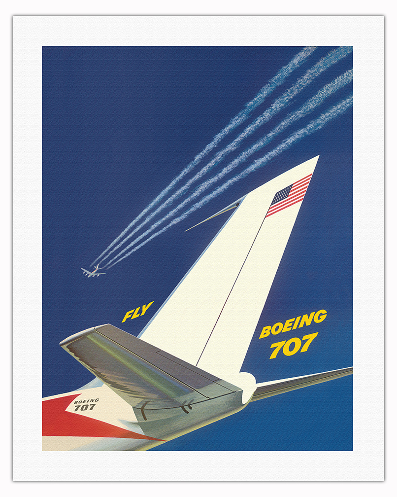 Fly the Boeing 707 Aircraft - Vintage Travel Poster by David Klein c ...