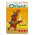 thumbnail image 1 of Fly to the Orient - British Overseas Airways Corporation BOAC - Vintage Airline Travel Poster c.1950s - 8 x 12 inch Vintage Wood Art Sign, 1 of 4