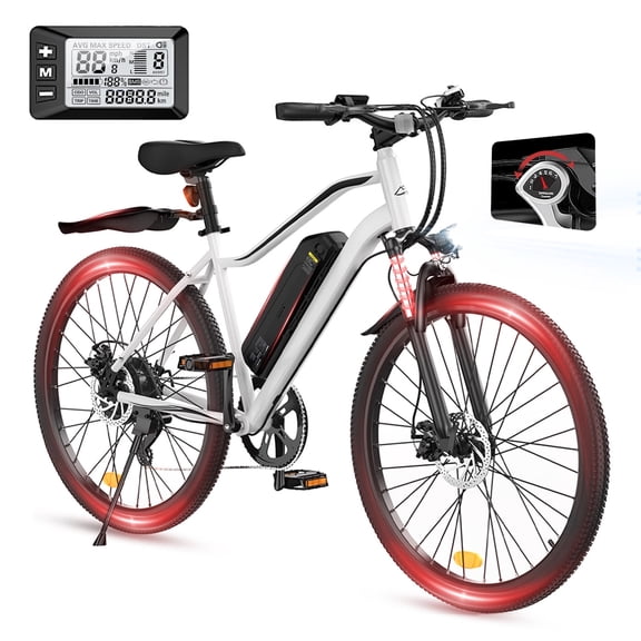 FlyORO 26in Electric Bike for Adults,500W Mountain Electric Bicycle with 10.4Ah Removable Battery,Front Suspension System,Black