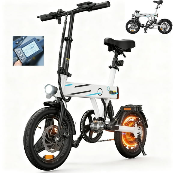 FlyORO 500W Electric Bike,20 mph Folding Electric Bicycle for Adults Teens,Commuter E-Bike with LCD,Battery,Dual Disc Brakes