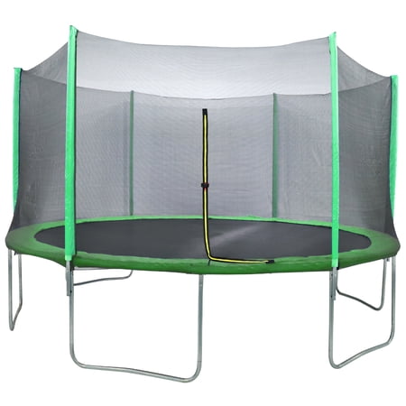 Flybar 15' Trampoline with Safety Enclosure and Simple Installation, Green