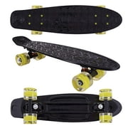 Flybar 22 inch Plastic Cruiser Skateboard, Non-Slip Deck, for Boys and Girls Ages 6+ up to 175lbs, Black LED
