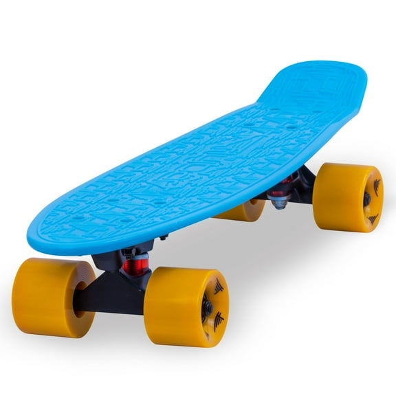 Flybar 22 inch Plastic Cruiser Skateboard, Non-Slip Deck, for Boys and Girls Ages 6+ up to 175lbs, Blue