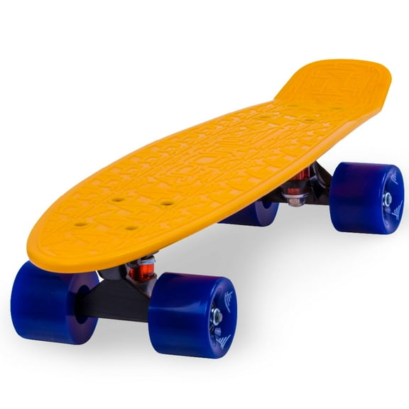 Flybar 22 inch Plastic Cruiser Skateboard, Non-Slip Deck, for Boys and Girls Ages 6+ up to 175lbs, Orange
