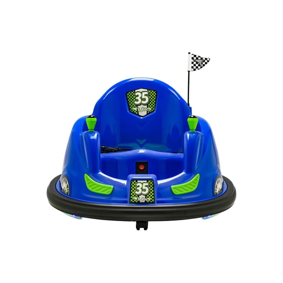 Open Box Flybar 6 Volts Bumper Car, Battery Powered Ride on, Fun LED Lights, Includes Charger, Blue