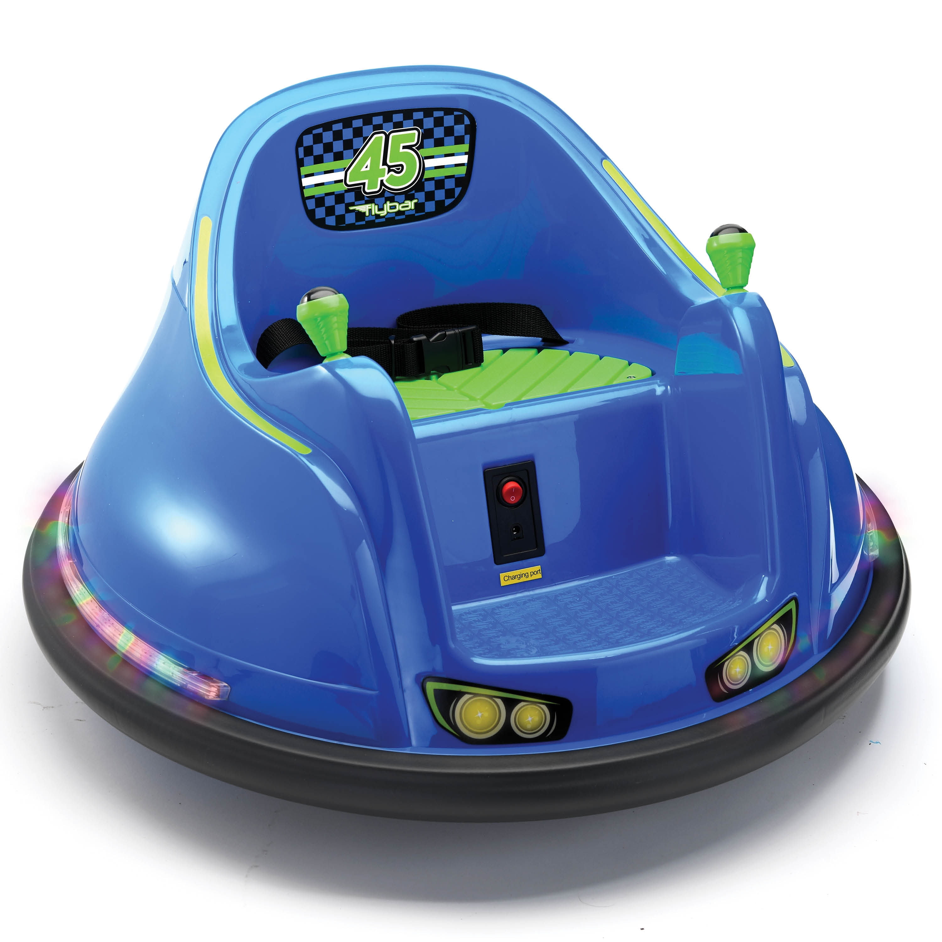 Flybar 6 Volts Bumper Car, Battery Powered Ride on, Fun LED Lights,  Includes Charger, Blue 