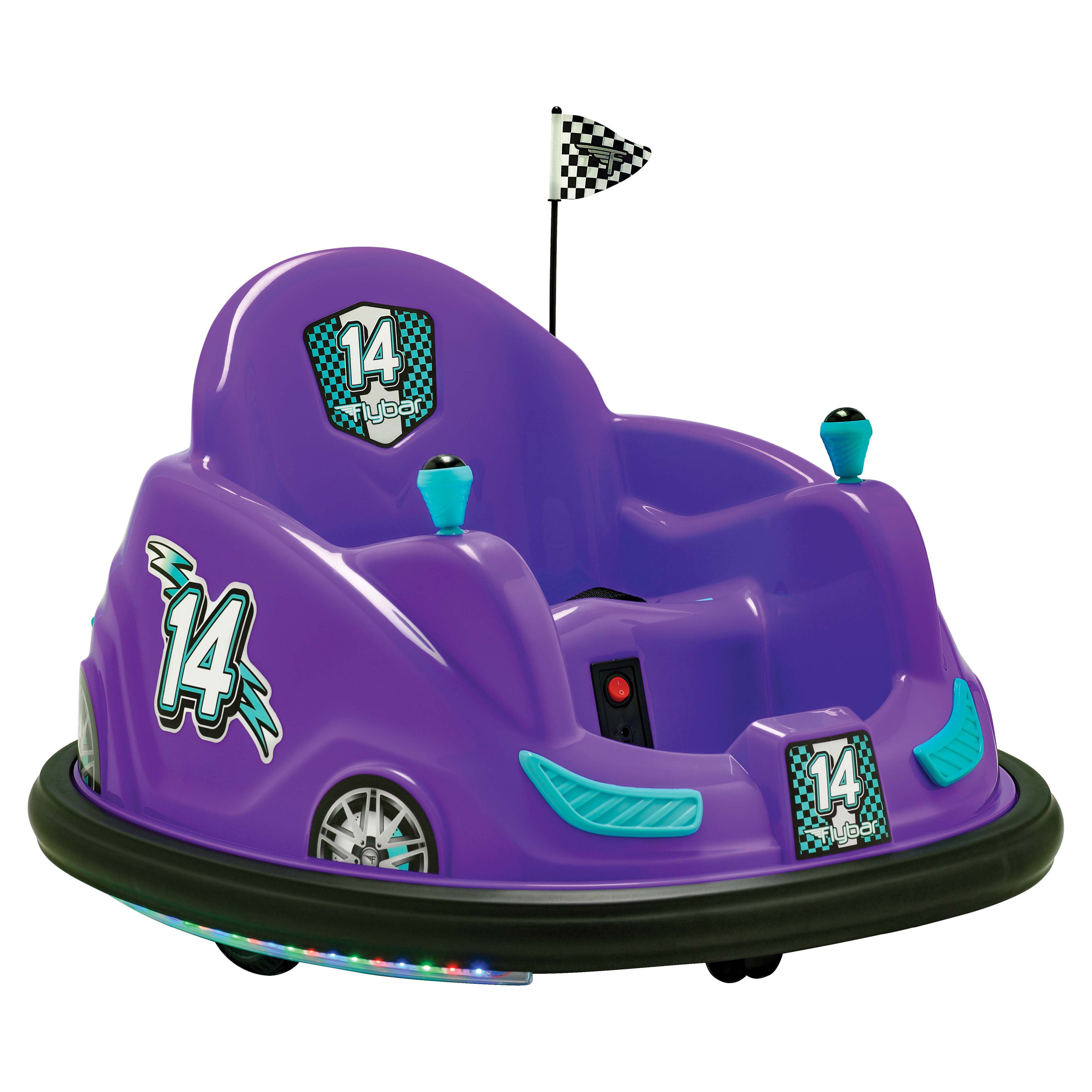 Flybar 6V Bumper Car, Battery Powered Ride On, Fun LED Lights, Includes Charger, Purple - image 1 of 9