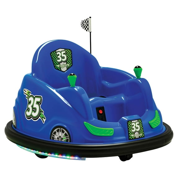 Flybar 6V Bumper Car, Battery Powered Ride on Toy, Fun LED Lights, Blue