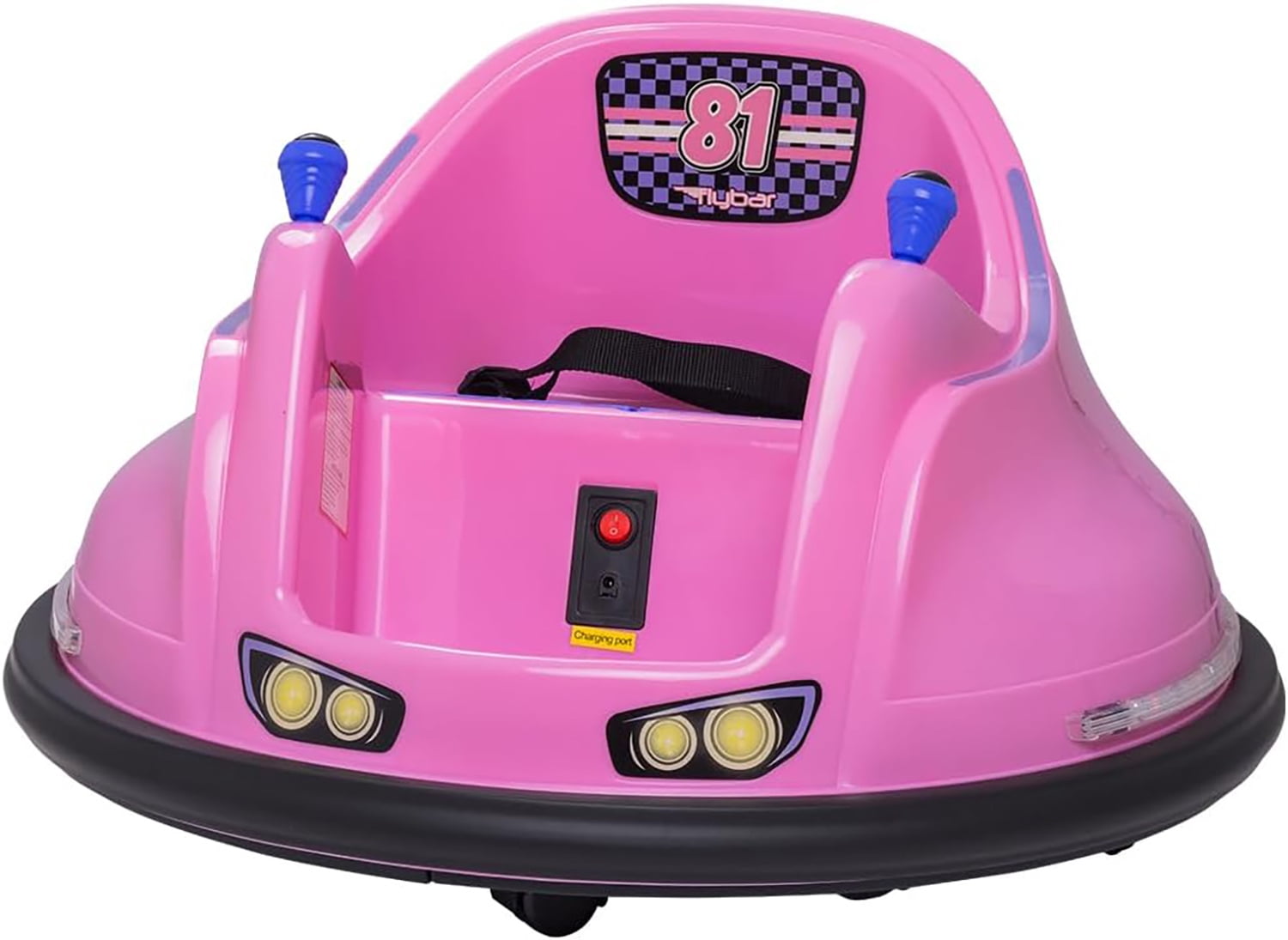 Flybar 6V Bumper Car for Toddlers Pink, Electric Ride on Toy for Kids Ages 1.5-4 with LED Lights & Safety Belt, 360 Degree Spin, Max Weight of 66 lbs
