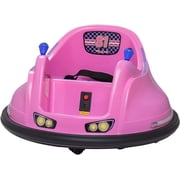 Flybar 6V Bumper Car for Toddlers Pink, Electric Ride on Toy for Kids Ages 1.5-4 with LED Lights & Safety Belt, 360 Degree Spin, Max Weight of 66 lbs