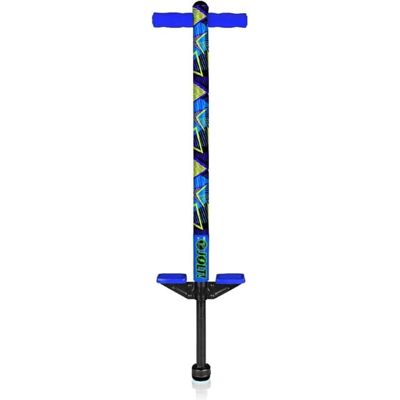 Flybar Glow Jolt Pogo Stick Kids Ages 6 and Up, 40 to 80 Pounds, Perfect for Beginners, Easy Grip Foam Handles, Anti-Slip Foot Pegs, Outdoor Toys for Boys, Jumper Toys for Girls, Geo