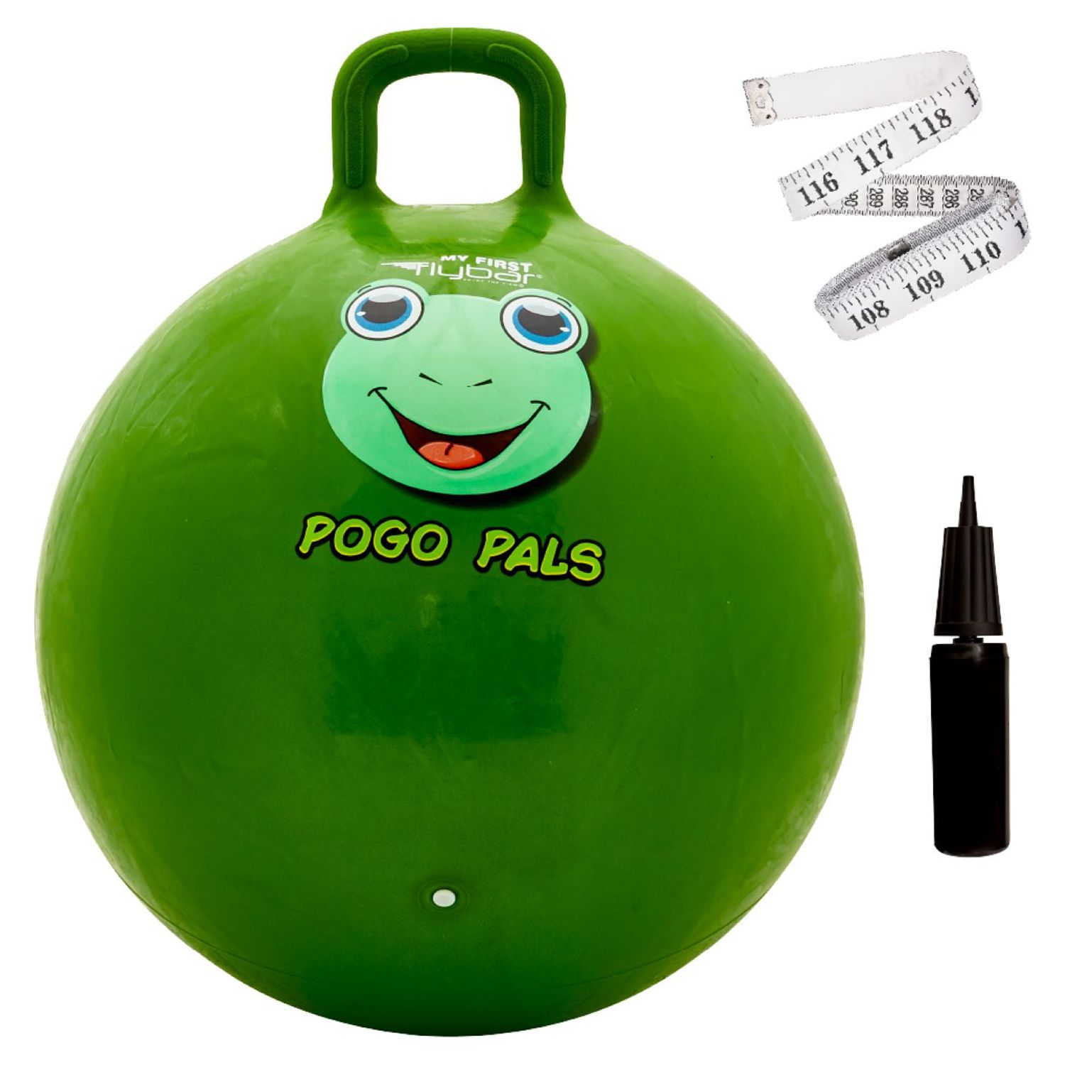 Flybar Hopper Ball for Kids - Bouncy Ball with Handle, Durable Bouncy Balls, 125lbs, Ages 3+, Green Frog, M - image 1 of 6