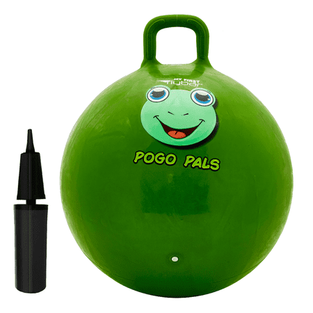 Flybar Hopper Ball for Kids - Bouncy Ball with Handle, Durable Bouncy Balls, Ages 5+, Green Frog, M