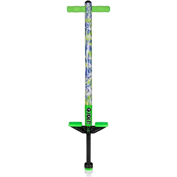 Flybar Jolt Pogo Stick for Kids, Perfect for Beginners w/ Foam-Covered Metal Frame, Handles & Padding, Non-Slip Foot Pads, Wide Tip, Outdoor Active Play Toy for Boys & Girls, Ages 6+, Green Tie Dye