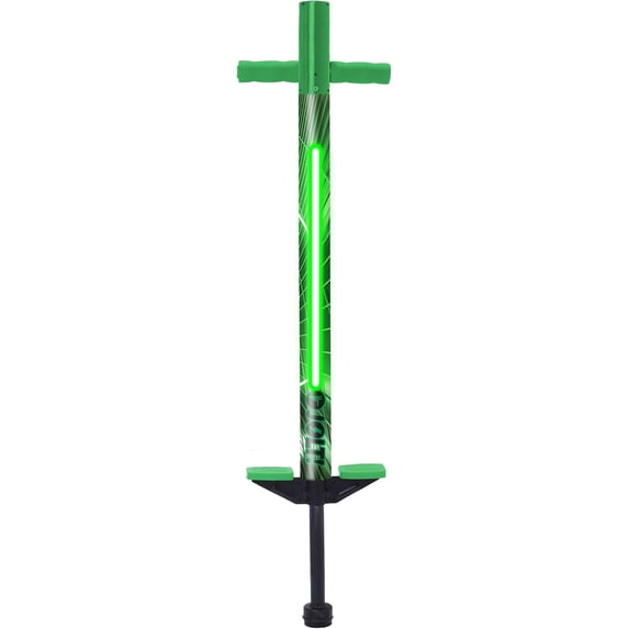 Flybar Jolt Pogo Stick for Kids, Perfect for Beginners w/ Foam-Covered Metal Frame, Handles & Padding, Non-Slip Foot Pads, Wide Tip, Outdoor Active Play Toy for Boys & Girls, Ages 6+, Lime Leaper LED