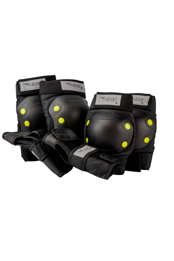 Kids Knee Pads and Elbow Pads Set, Wrist Guard, Multi Sports Protective Gear, Adjustable, Ages 9 +, Black ,L