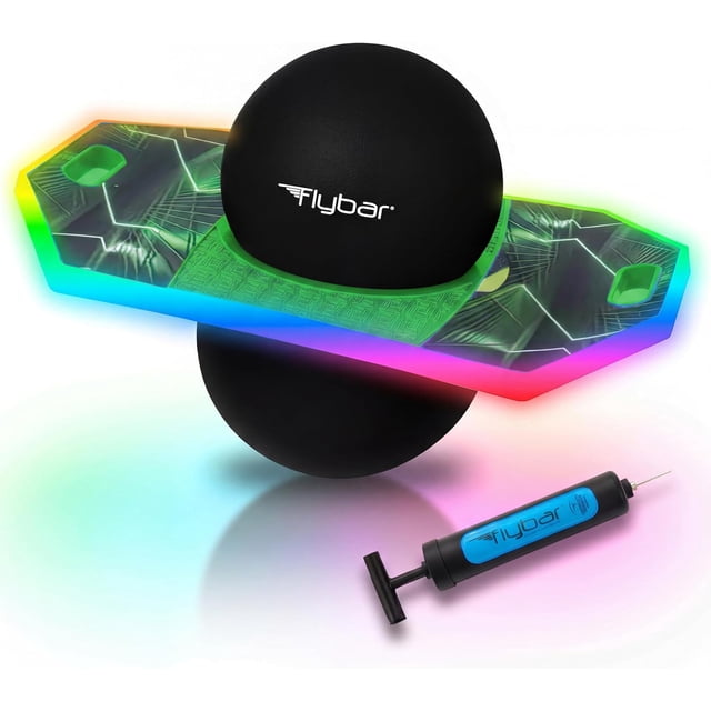 Flybar LED Pogo Trick Ball Balance Board for Kids Ages 6+, Textured ...
