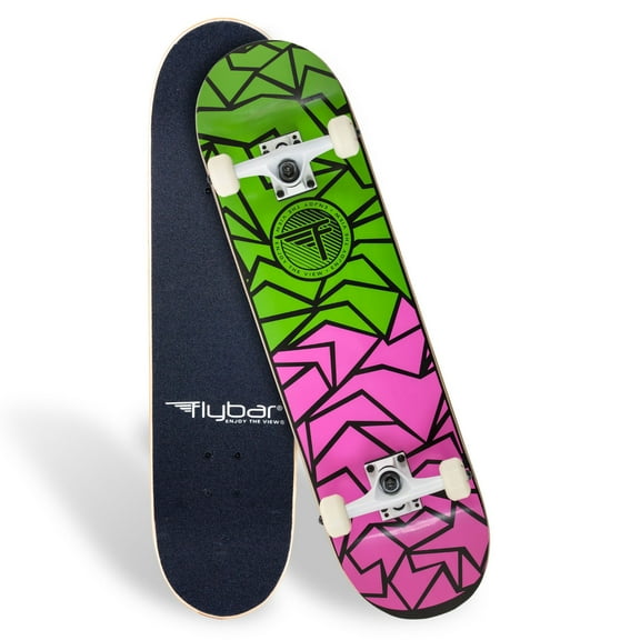 Flybar Skateboards for Beginners, Complete Standard 31 Inch Skateboard, Double Kick, 8" Deck, Lightweight Fracture