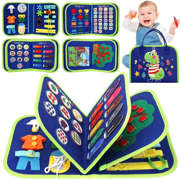 Flybay Busy Board, Montessori Toys for 1-4 Year Old Boys, Educational Learning Toys for Learning Fine Motor Skills, Christmas Birthday Gifts