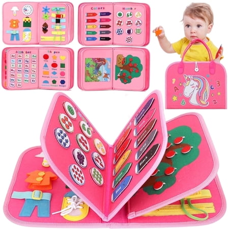 Flybay Toddler Toys, Montessori Toys for 1 2 3 4 Year Old, Busy Board, Preschool Learning Sensory Toys for Girls, Learning Activities Skills Toys