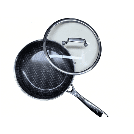 Flybee 8-Inch Tri-Ply Stainless Steel Hybrid Non-Stick Fry Pan, Etched Interior, Cool Touch Handle, Induction Compatible Oven Safe Cookware