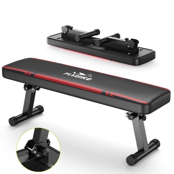 FLYBIRD Adjustable Flat Weight Bench Portable Heavy Duty Foldable Workout Bench for Home Gym, 1000lbs Capacity