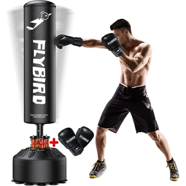 FLYBIRD Freestanding Punching Bag for Adult Teens Kids, Kickboxing Bag with Boxing Gloves, Heavy Boxing Bag with Suction Base