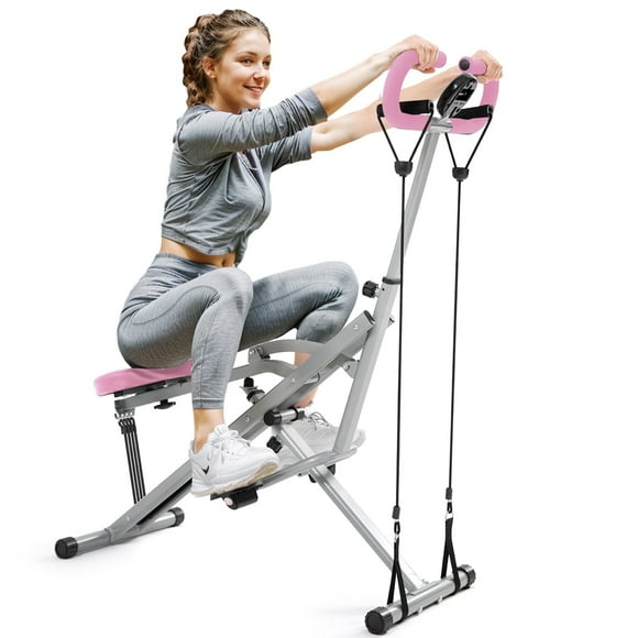 FLYBIRD Pink Squat Machine for Home, 330lbs Foldable, 4 Resistance Bands, Core & Leg Exercise Pink