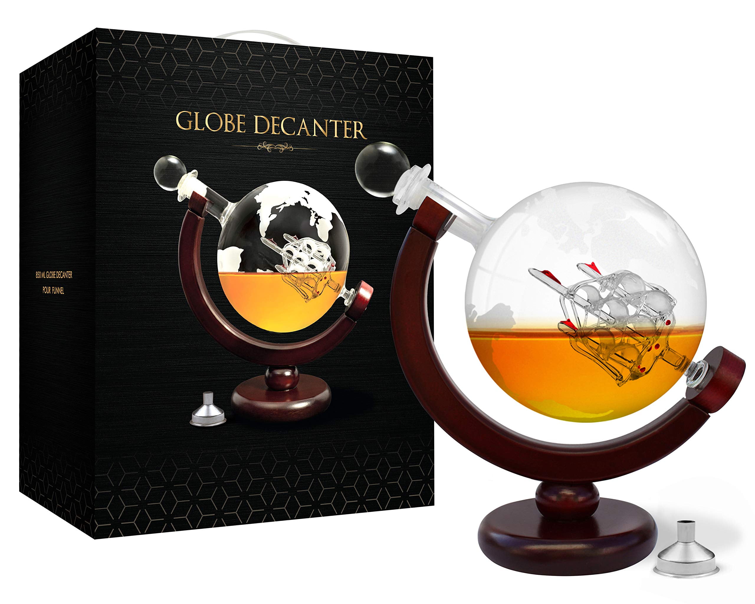 Gifts for Men Dad Husband from Daughter Son Wife Christmas, Anniversary  Birthday Gift for Him, Globe Decanter Set with 2 Glasses, Bourbon Cool Stuff