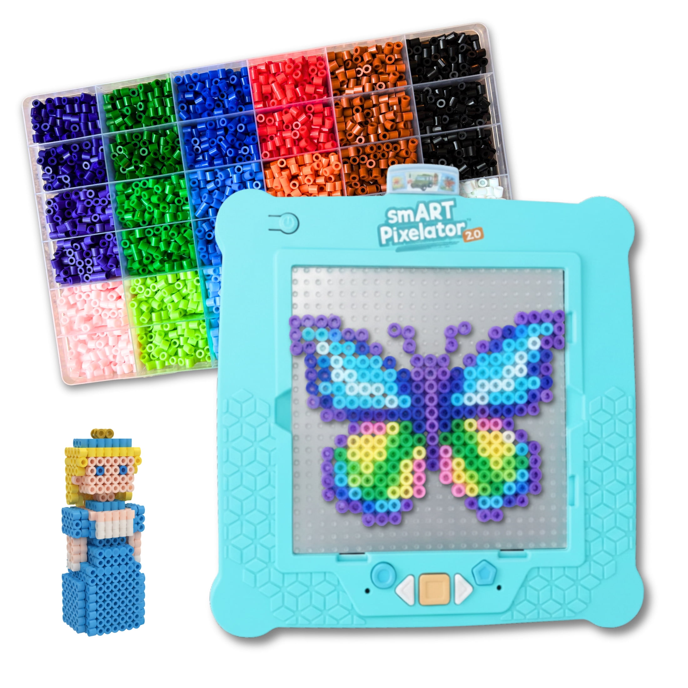 Flycatcher smART Pixelator 2.0 Fuse Bead Art Kit – LED Pattern Guide for Kids Ages 7+, Create 2D & 3D Designs with Free App – STEAM Toy Gift Set with 10,000 Colorful Beads