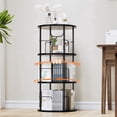 thumbnail image 1 of Flycity 3 Tier Rotate Bookcases, 360° Display Spin Bookcases Corner Shelf with Special Visible Partition Storage, Black, 1 of 10