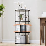 Flycity 3 Tier Rotate Bookcases, 360  Display Spin Bookcases Corner Shelf with Special Visible Partition Storage, Black