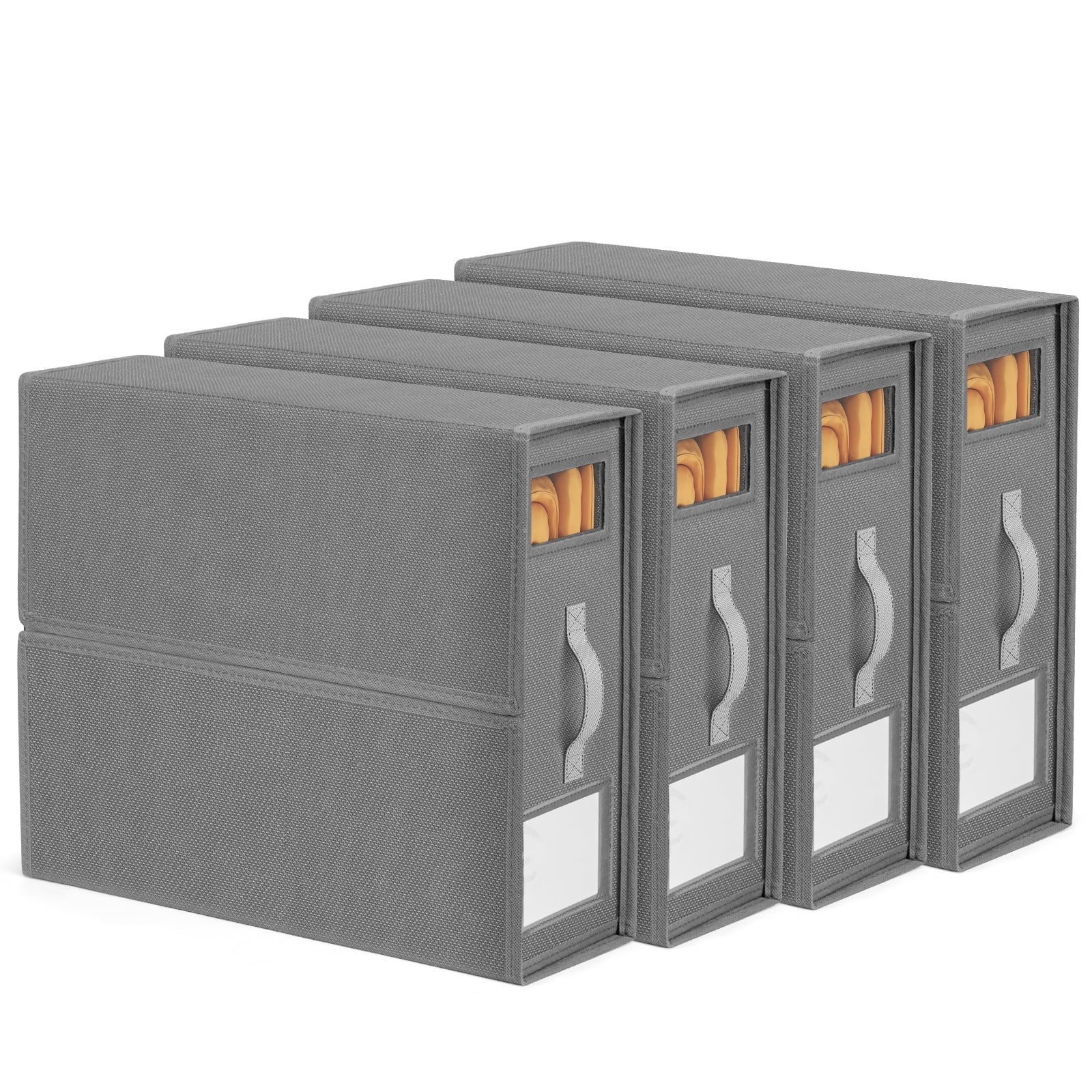 Flycity 4 Pack Foldable Bed Sheet Organizers with Window, Storage Containers for Queen & King Size Bedding, Linen Closet Organizers for Sheet Sets, Gray - Walmart.com