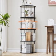 Flycity 4 Tier Rotate Bookcases, 360  Display Spin Bookcases Corner Shelf with Special Visible Partition Storage, Black