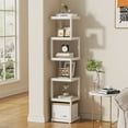 thumbnail image 1 of Flycity 5-Tier Geometric Bookcase, Modern S-Shaped Storage Bookshelf, Multifunctional Display Decor Furniture for Living Room Bedroom Office, White, 1 of 7