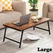 Flycity No Assembly Folding Coffee Table, Leg Latches Portable Sturdy Floor Table Desk for Sitting on the Floor, Low Coffee Table for Living Room, Home, Office, Rustic Brown, 41.34x21.65x15.75