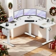 thumbnail image 1 of Flycity Electric L Shaped Standing Desk Adjustable Height, 63" x 55" Corner Stand Up Desk, Home Office Desk, Dual Motor Sit Stand Desk, Computer Desk with 3 Memory Preset & Lock, White, 1 of 16