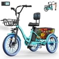 thumbnail image 1 of Flycity Electric Tricycle for Adults, Peak 1200W Electric Trike with 36V 13Ah Removable lithium battery, 20" 7 Speeds 3 Wheels Electric Bikes, Green, 1 of 11