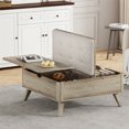 thumbnail image 1 of Flycity Large Square Lift-Top Coffee Table with Storage, 3 in 1 Multi-Function Convertible Ottoman Bench, Farmhouse Upholstered Coffee table with Wooden Legs for Living Room & Bedroom (Grey), 1 of 10