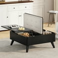 thumbnail image 1 of Flycity Large Square Lift-Top Coffee Table with Storage, 3 in 1 Multi-Function Convertible Ottoman Bench, Farmhouse Upholstered Coffee table with Wooden Legs for Living Room & Bedroom (Black), 1 of 10