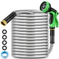 thumbnail image 1 of Flyclix 304 Stainless Steel Garden Hose - 100ft Anti-Rust & Kink-Free 5-Layer Dog/Puncture Proof, 10-Pattern Nozzle, Leakproof Connectors, 1 of 7