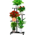 thumbnail image 1 of Flyclix Metal Plant Stand Indoor & Outdoor - 4 Tier 5 Potted Plant Shelf for Apartment Decor, Ideal for Living Room, Patio, Garden & Balcony – Tall Plant Stand for Indoor Plants & Corner, 1 of 7