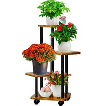 Flyclix Tiered Plant Stand Indoor - 4-Tier Corner Plant Shelf with 360° Swivel Wheels for Multiple Indoor Plants, Durable Metal Structure, Perfect Flower Holder for Home Décor, Balcony