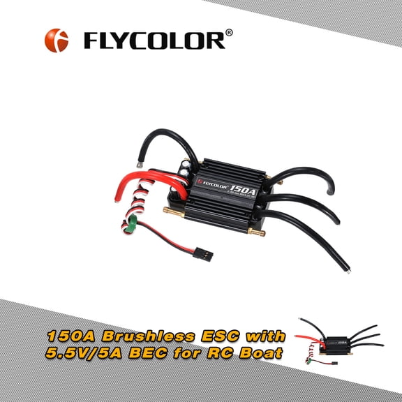 Flycolor RC Accessories,ESC 5.5V/5A BEC RC Waterproof 150A ESC ESC Speed 5.5V/5A BEC RC Boat RC Speed 5.5V/5A BEC 150A ESC Speed