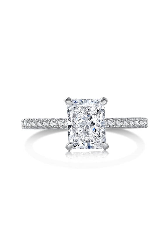 2ct Radiant Cut Engagement Rings for Women 925 Sterling Silver Wedding Rings for Her 925 Sterling Silver 8A CZ Size 7