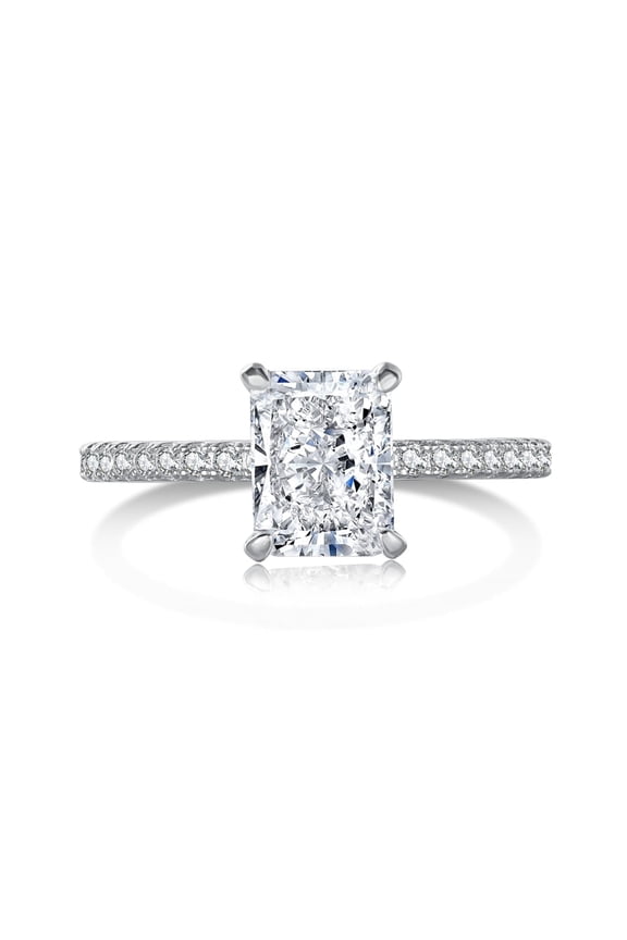 2ct Radiant Cut Engagement Rings for Women 925 Sterling Silver Wedding Rings for Her 925 Sterling Silver 8A CZ Size 8