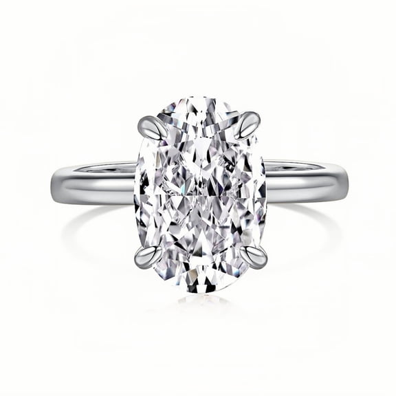 Flydeer 3.5CT Oval Cut 925 Silver Solitaire 8A Zirconia 18K Silver-Plated Engagement Rings for Women, Classic Promise Ring for Her Silver Size 6